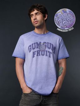 The Souled Store - Lavender Regular Fit Half Sleeves Round Neck Embroidered T-Shirt