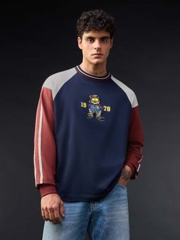 The Souled Store - Navy Blue Oversized Fit Full Sleeves Round Neck Character T-Shirt