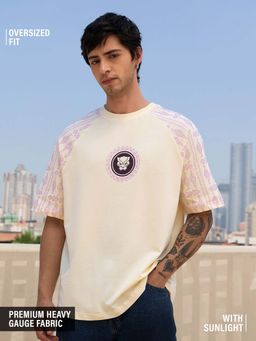 The Souled Store - Cream Oversized Fit Raglan Sleeves Round Neck Character T-Shirt
