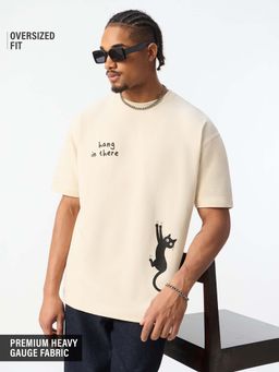 The Souled Store - Cream Oversized Fit Half Sleeves Round Neck Character T-Shirt