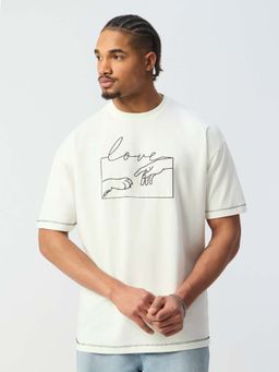 The Souled Store - White Oversized Fit Half Sleeves Round Neck Character T-Shirt