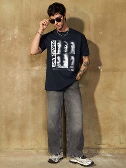 The Souled Store - Black Oversized Fit Half Sleeves Round Neck Graphic T-Shirt