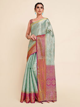 Mimosa - Women'S Kanjivaram Art Silk Saree With Unstiched Blouse