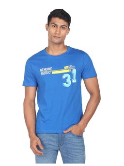 AD By Arvind - Men Blue Graphic Print Cotton T-shirt
