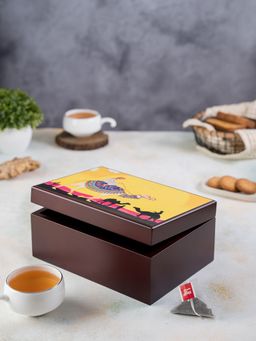 KOLOROBIA - Princely Camel Decorative Luxury Wooden Tea Storage Chest Organizer Container