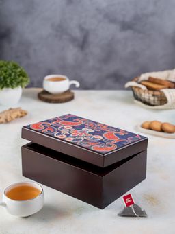KOLOROBIA - Majestic Paisley Decorative Luxury Wooden Tea Storage Chest Organizer Container