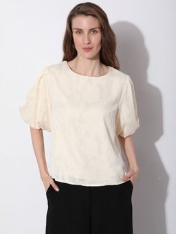 VERO MODA - Beige Puff Sleeves Top