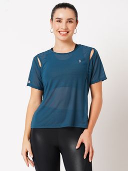 BODD ACTIVE - Teal Cut Out Mesh T-Shirt