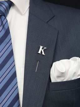 PELUCHE - Alphabet 'K' Silver Lapel Pin