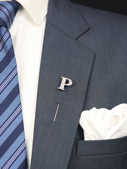 PELUCHE - Alphabet 'P' Silver Lapel Pin