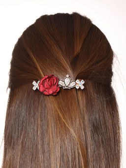 Yellow Chimes - Designed Crystal Studded French Baratte Hair Clip