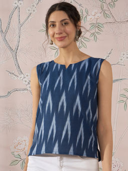 InWeave - Blue Ikkat Print Top
