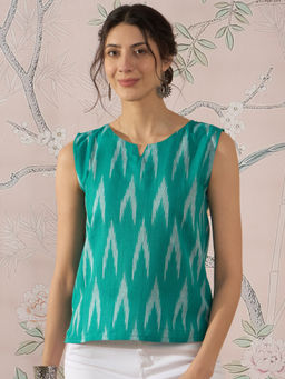 InWeave - Turquoise Ikkat Print Top