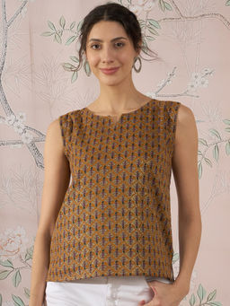 InWeave - Mustard Foli Print Top
