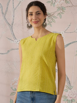 InWeave - Light Yellow Kantha Top