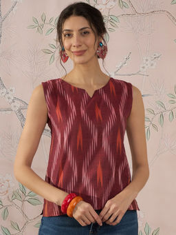 InWeave - Rust Ikkat Top
