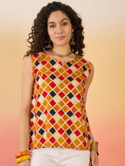 InWeave - Mustard Multi Check Foil Top