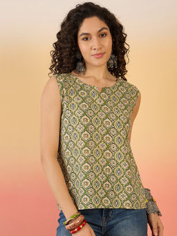 InWeave - Olive Ajarakh Top