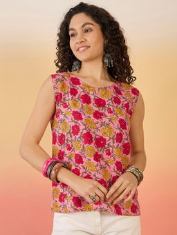 InWeave - Pink Red Rose Jaal Top
