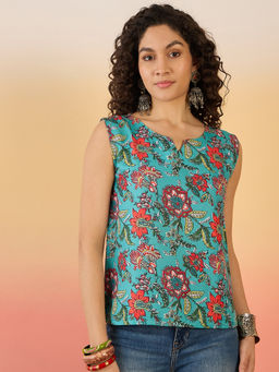 InWeave - Teal Floral Print Top