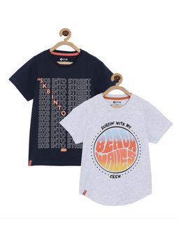 3PIN - Trendy Boys Short Sleeves Printed T-shirt Navy & Grey (Pack of 2)