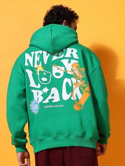 Griffel - Never Look Oversized Green Hoodie