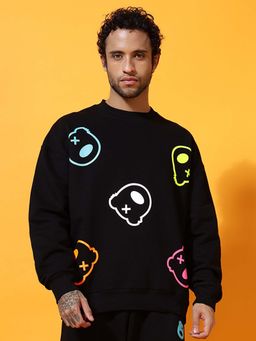 Griffel - All Over Teddy Oversized Black Sweatshirt