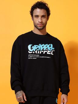 Griffel - Puff Logo Oversized Black Sweatshirt