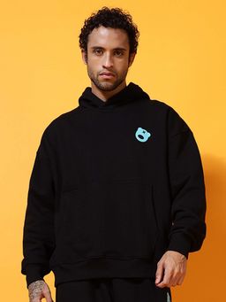 Griffel - Teddy Logo Oversized Black Hoodie