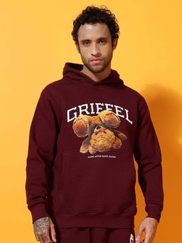 Griffel - Upside Teddy Regular Fit Maroon Hoodie