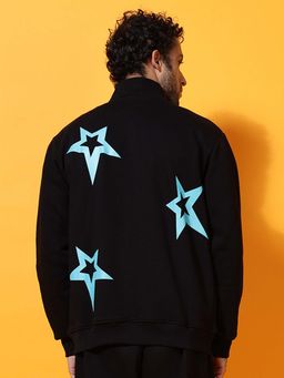 Griffel - Star Regular Fit Zipper Black Sweatshirt