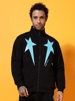 Griffel - 2 Star Regular Fit Zipper Black Sweatshirt
