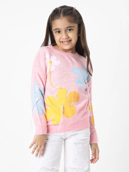 Nautinati - Girls Floral Knit Sweater with Playful Tassels