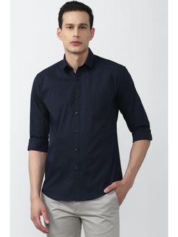 Van Heusen - Navy Blue Solid Casual Shirt