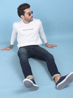 CRIMSOUNE CLUB - Men White Printed Sweatshirt