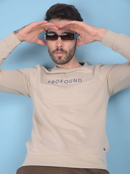 CRIMSOUNE CLUB - Men Beige Printed Sweatshirt