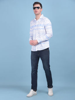 CRIMSOUNE CLUB - Mens Light Blue Printed Shirt