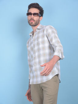 CRIMSOUNE CLUB - Mens Beige Checks Shirt