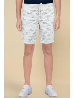 Allen Solly - Boys Off White Regular Fit Print Shorts