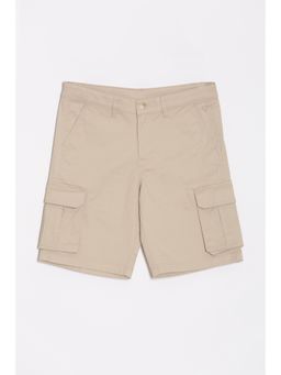 Allen Solly - Boys Cream Regular Fit Solid Shorts