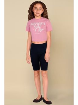 Allen Solly - Girls Navy Blue Solid Regular Fit Shorts