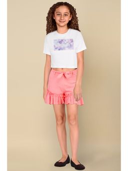 Allen Solly - Girls Peach Solid Regular Fit Shorts with Belt (Set of 2)