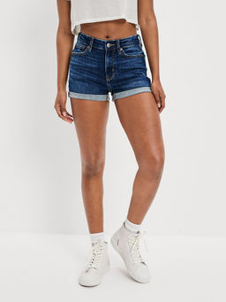 American Eagle - Women Blue Next Level Mid Rise Denim Short