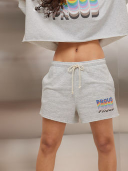 American Eagle - Women Grey Pride Fleece Sweat Short