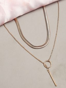 OOMPH - Combo of 2 Gold Snake Chain & Lariat Fashion Necklace for Women & Girls