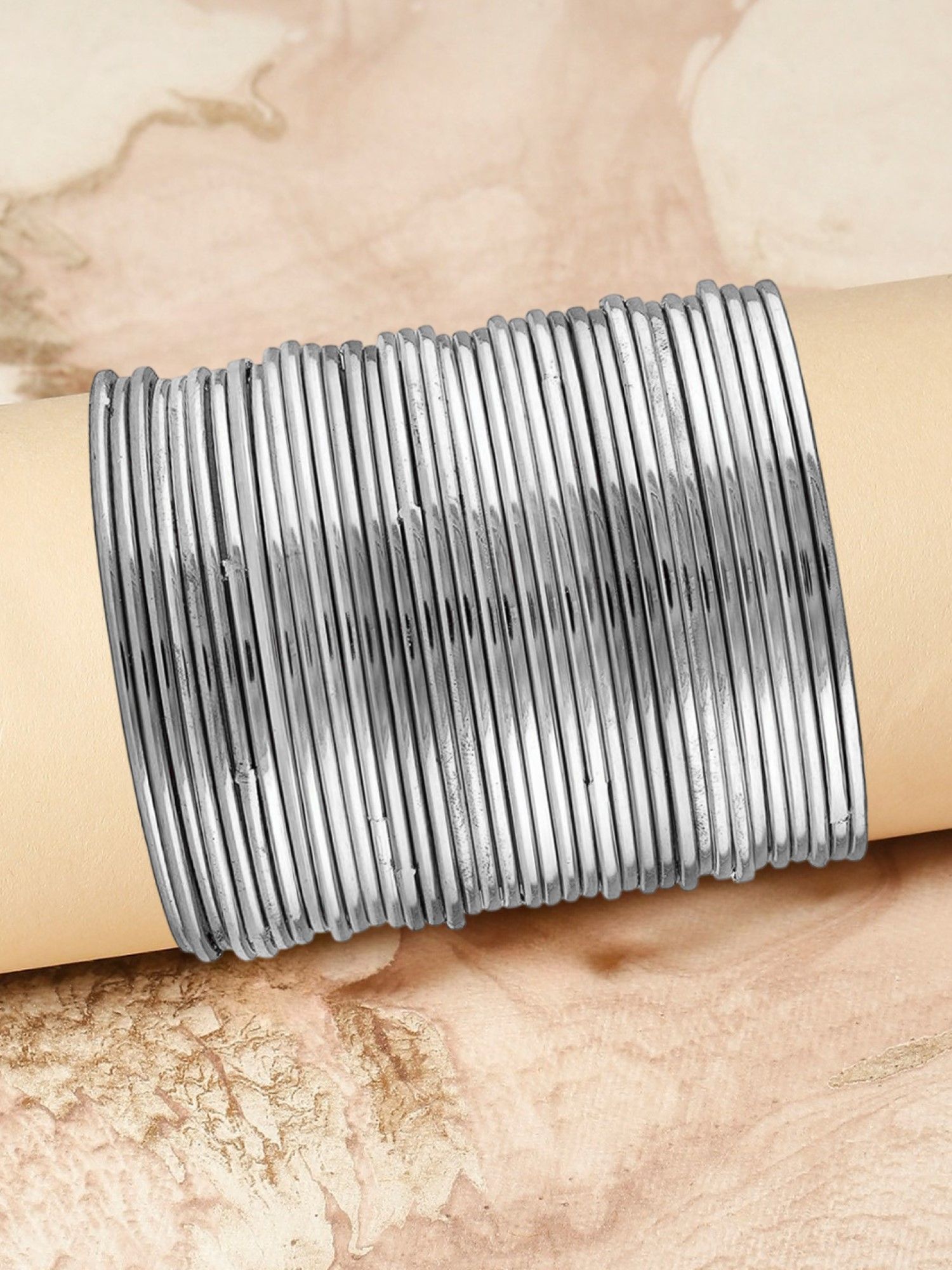 vintage silver bangle セット Buy OOMPH Combo of 36 Silver Bangle Set for Size 2.6 Online