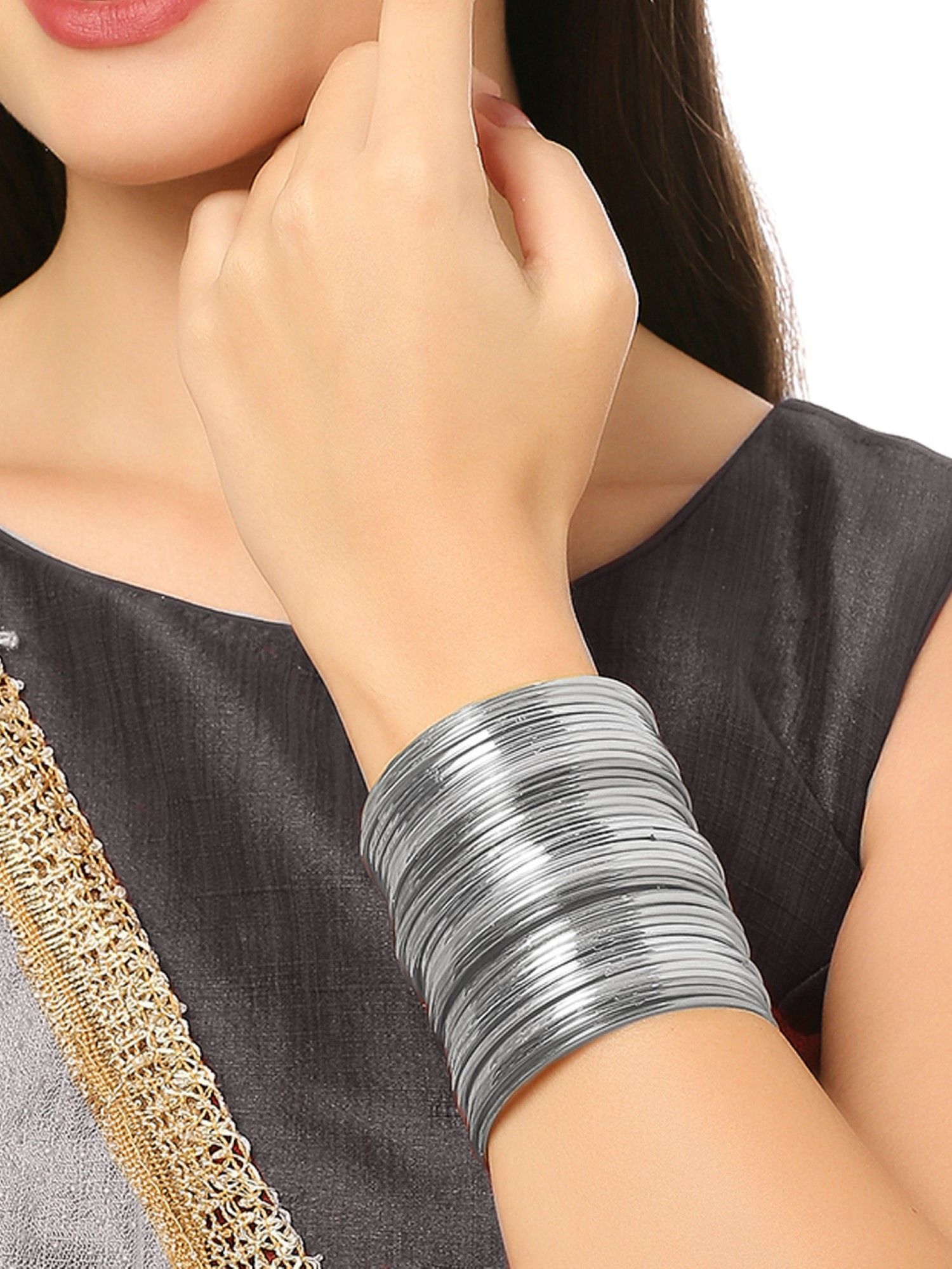 vintage silver bangle セット Buy OOMPH Combo of 36 Silver Bangle Set for Size 2.6 Online