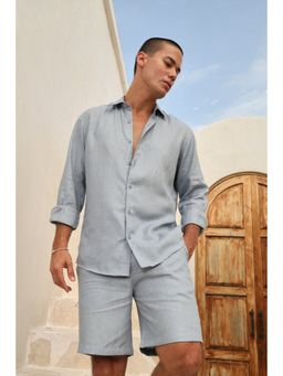 Khushboo & Pankaj - Steel Blue Linen Shirt