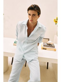 Khushboo & Pankaj - Sky Blue Linen Regular Fit Shirt