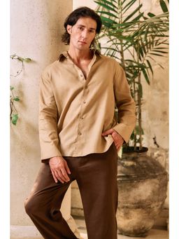 Khushboo & Pankaj - Khaki Linen Oversized Shirt